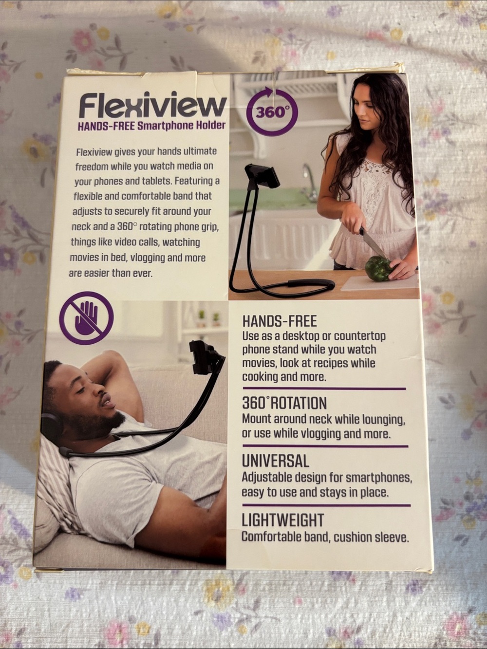 Flexi Flexiview Hands-Free Smartphone Holder in Black and Purple